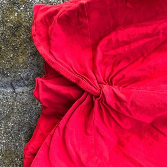 The Kooples Cropped Top Knot Twist Front Blouse Shirt Red Tee - Picture 5 of 7